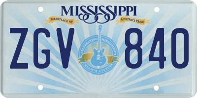 MS license plate ZGV840