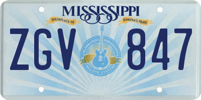 MS license plate ZGV847