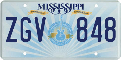 MS license plate ZGV848