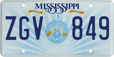 MS license plate ZGV849