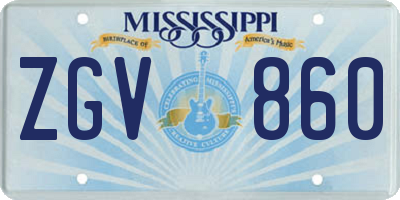 MS license plate ZGV860
