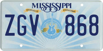 MS license plate ZGV868