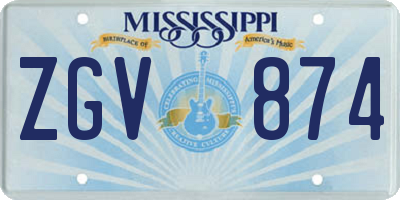 MS license plate ZGV874
