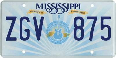 MS license plate ZGV875