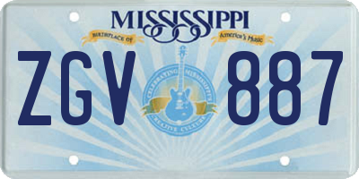 MS license plate ZGV887