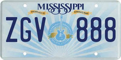 MS license plate ZGV888