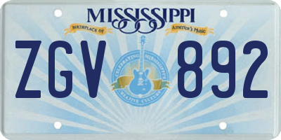 MS license plate ZGV892