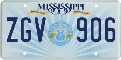 MS license plate ZGV906