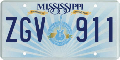 MS license plate ZGV911