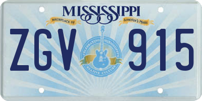 MS license plate ZGV915