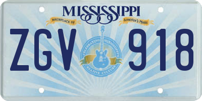 MS license plate ZGV918