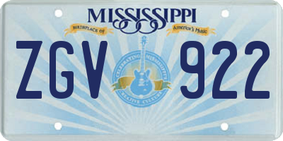 MS license plate ZGV922