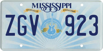 MS license plate ZGV923