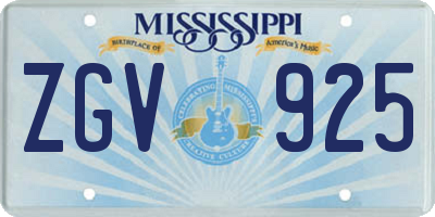 MS license plate ZGV925