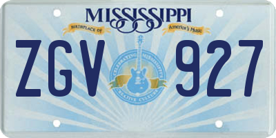MS license plate ZGV927