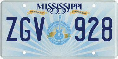 MS license plate ZGV928