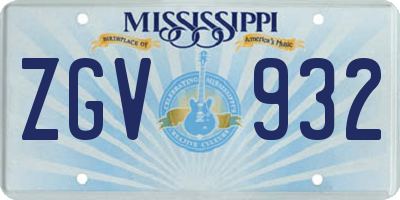 MS license plate ZGV932