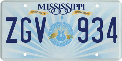 MS license plate ZGV934