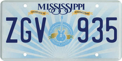 MS license plate ZGV935