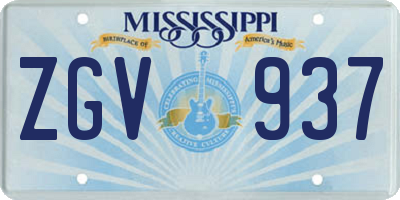 MS license plate ZGV937