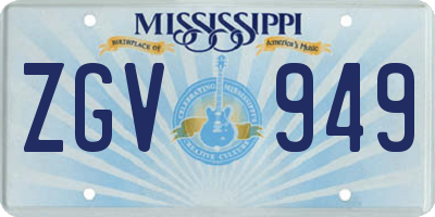 MS license plate ZGV949
