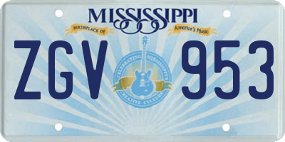 MS license plate ZGV953