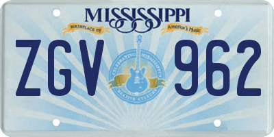MS license plate ZGV962