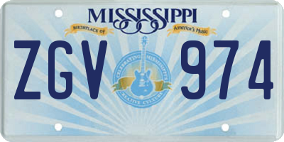 MS license plate ZGV974