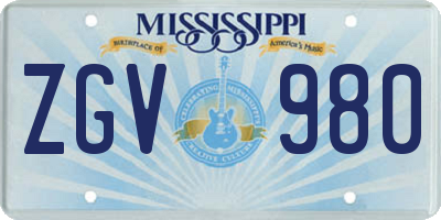 MS license plate ZGV980