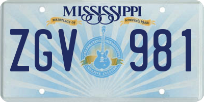 MS license plate ZGV981