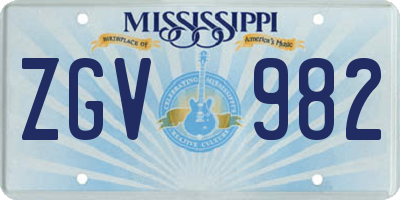 MS license plate ZGV982