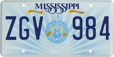 MS license plate ZGV984