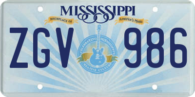 MS license plate ZGV986