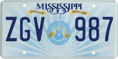 MS license plate ZGV987