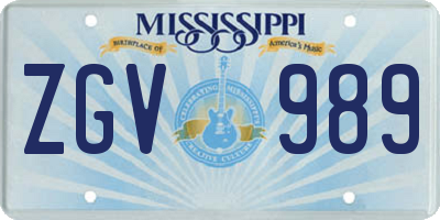 MS license plate ZGV989