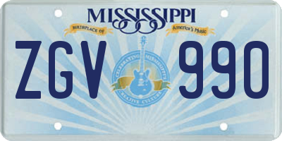 MS license plate ZGV990