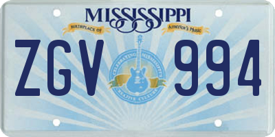 MS license plate ZGV994