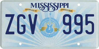 MS license plate ZGV995