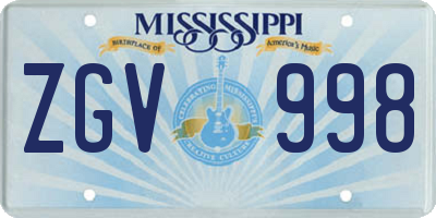 MS license plate ZGV998