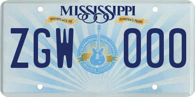 MS license plate ZGW000