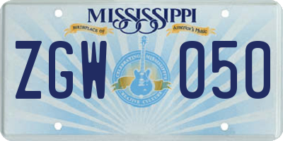 MS license plate ZGW050