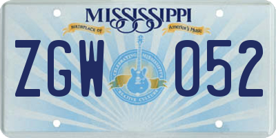MS license plate ZGW052