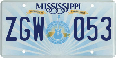 MS license plate ZGW053