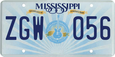 MS license plate ZGW056