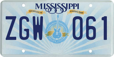 MS license plate ZGW061