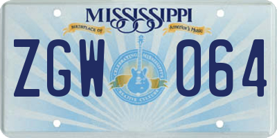 MS license plate ZGW064