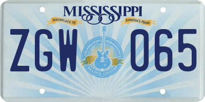 MS license plate ZGW065