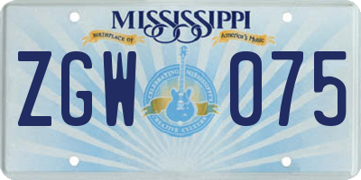MS license plate ZGW075