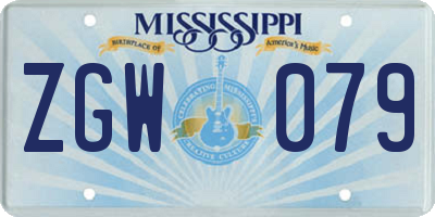 MS license plate ZGW079