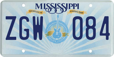 MS license plate ZGW084
